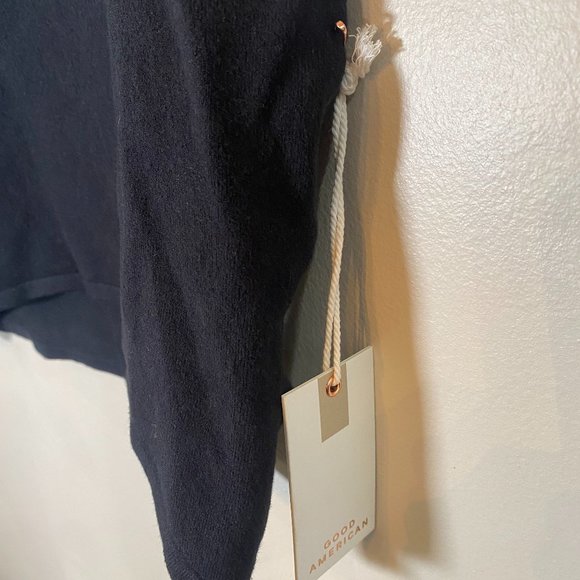 NWT Good American Cut In Cropped Knit Sweater in Black - Picture 4 of 8